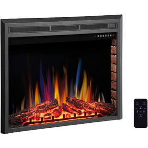 R.W.FLAME Electric Fireplace Insert, Built- in Recessed Electric Stove Heater, Glass Door,Touch Screen,Remote Control,750W-1500W with Timer, Colorful Flame Option (39")